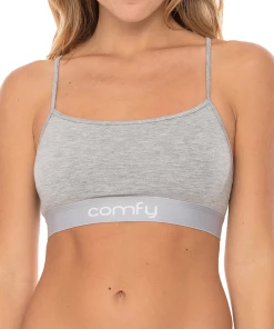 Comfyballs - Wood Strap Crop Bra - Women's - Heather Grey
