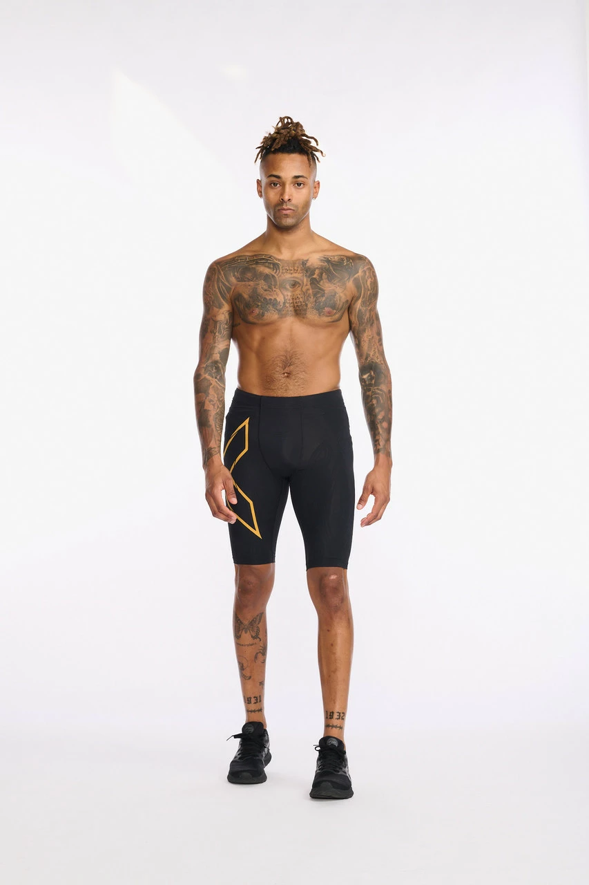2XU - Light Speed Compression Shorts - Men's - Black/Turmeric Reflective - Image 4