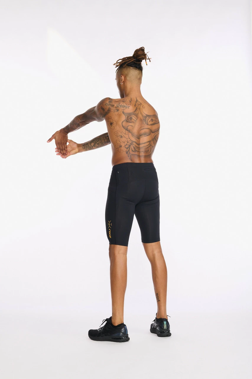 2XU - Light Speed Compression Shorts - Men's - Black/Turmeric Reflective - Image 6