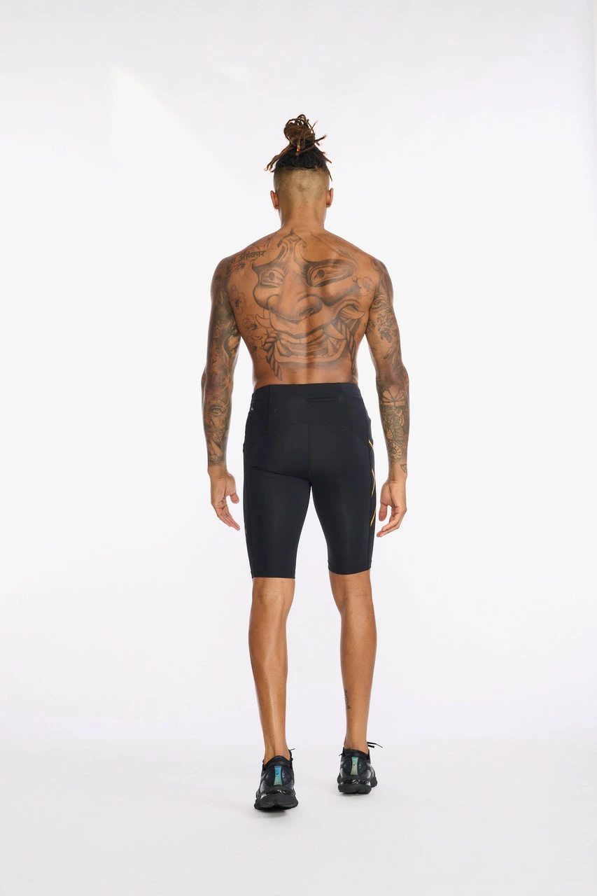 2XU - Light Speed Compression Shorts - Men's - Black/Turmeric Reflective - Image 9