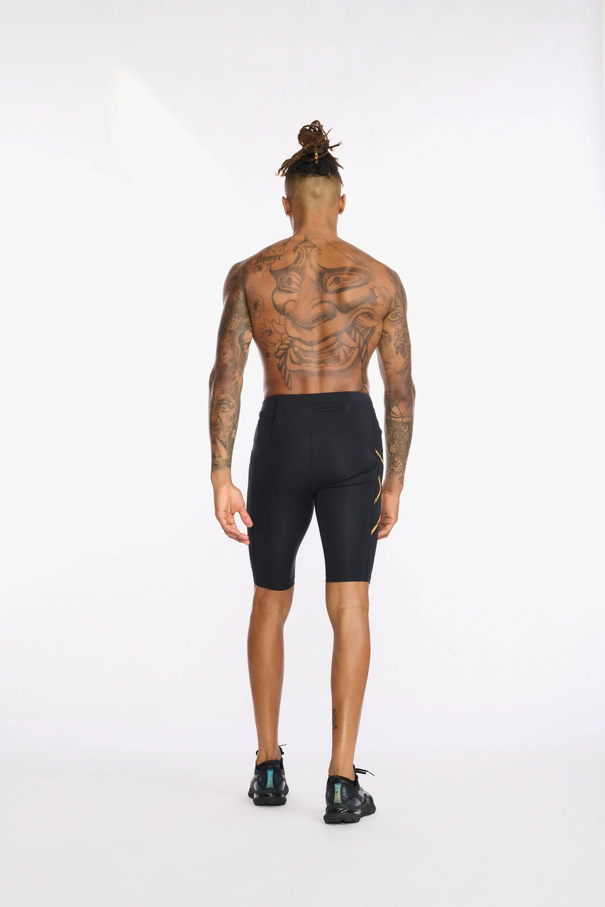 2XU - Light Speed Compression Shorts - Men's - Black/Turmeric Reflective - Image 5
