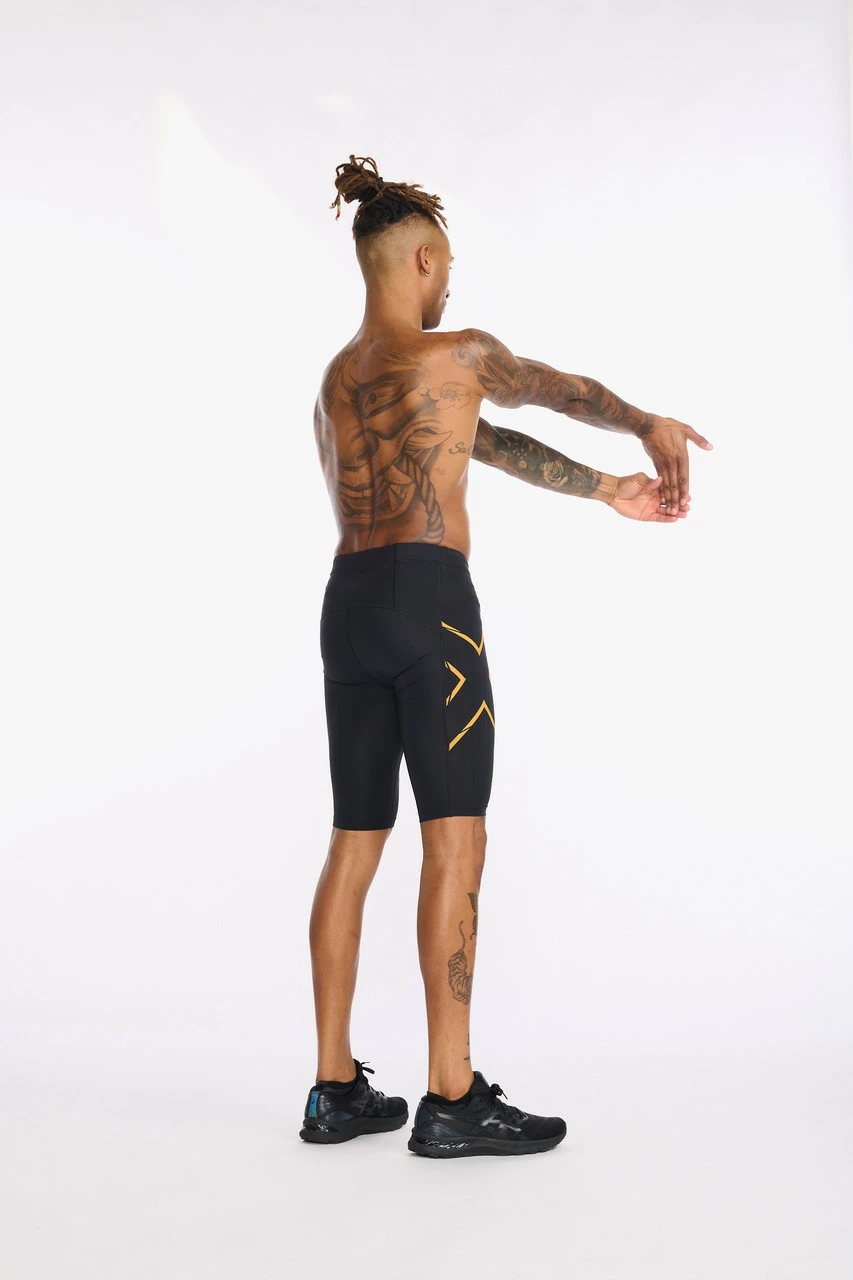 2XU - Light Speed Compression Shorts - Men's - Black/Turmeric Reflective - Image 7