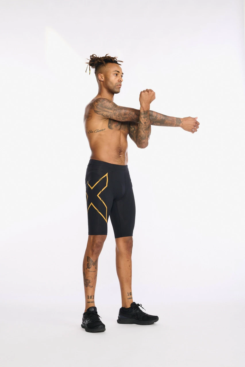 2XU - Light Speed Compression Shorts - Men's - Black/Turmeric Reflective - Image 15
