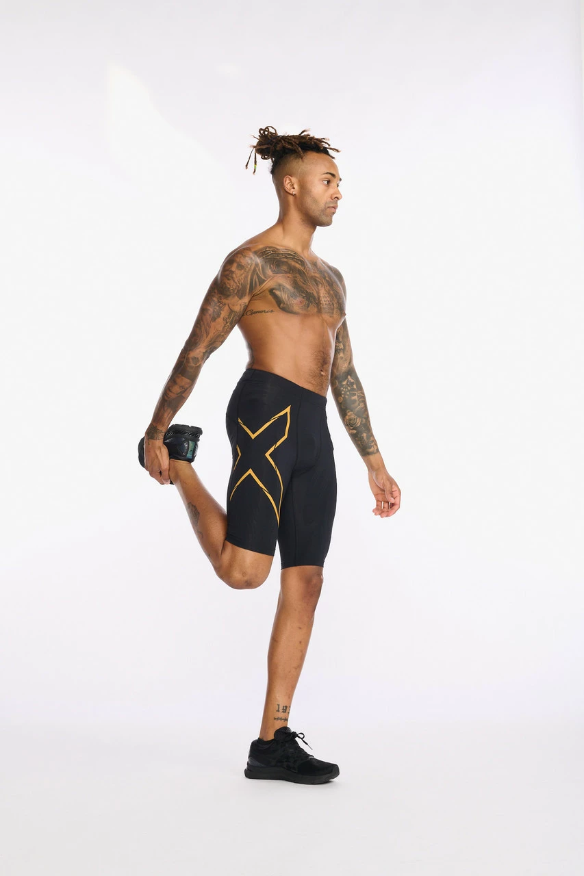 2XU - Light Speed Compression Shorts - Men's - Black/Turmeric Reflective - Image 11