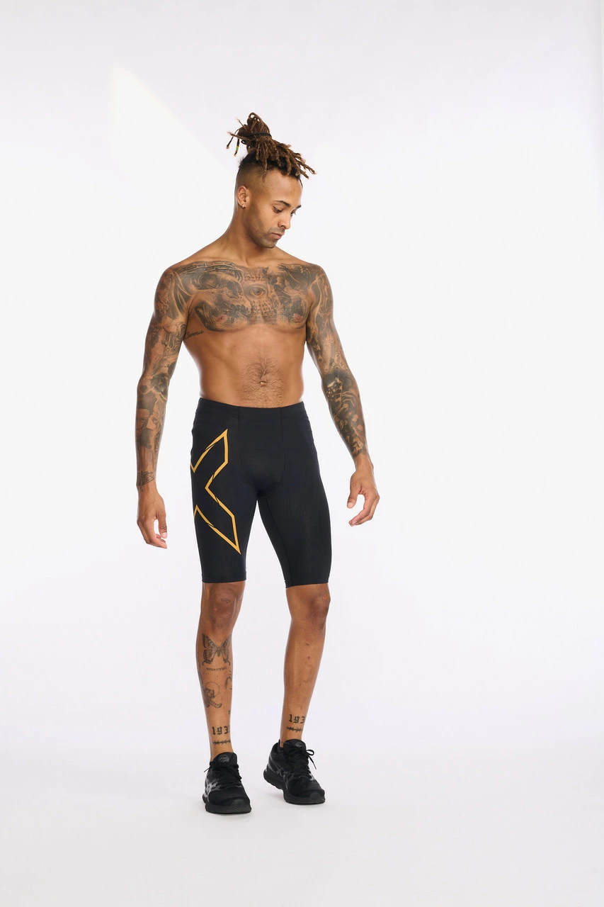 2XU - Light Speed Compression Shorts - Men's - Black/Turmeric Reflective - Image 14