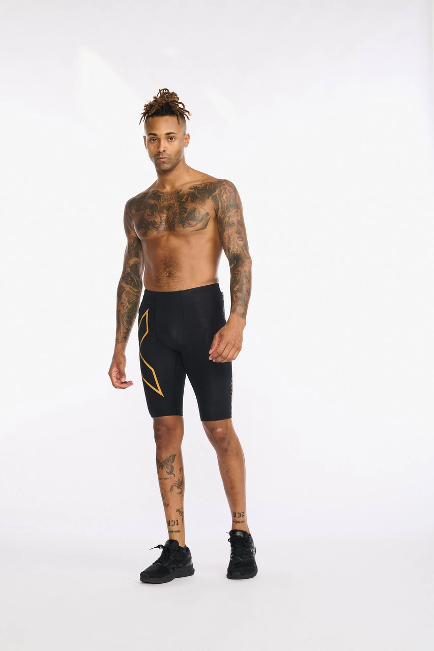 2XU - Light Speed Compression Shorts - Men's - Black/Turmeric Reflective - Image 12