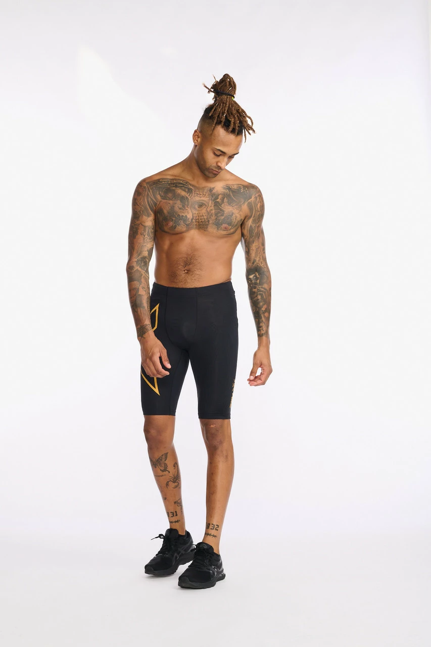 2XU - Light Speed Compression Shorts - Men's - Black/Turmeric Reflective - Image 10