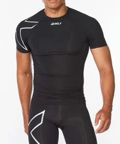2XU - Men's Core Compression Short-Sleeved Top - Black/Silver - 2023