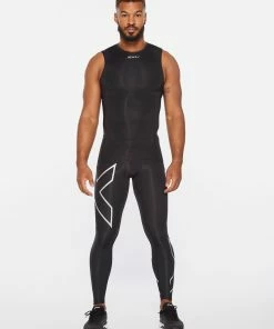 2XU - Men's Core Compression Sleeveless Top - Black/Silver - 2023 -2XU-shop MA6400a BLK SIL 01 55016.1652690073