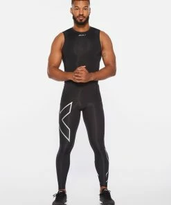 2XU - Men's Core Compression Sleeveless Top - Black/Silver - 2023 -2XU-shop MA6400a BLK SIL 02 19426.1652690073