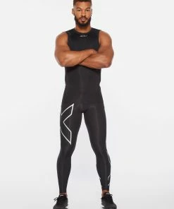 2XU - Men's Core Compression Sleeveless Top - Black/Silver - 2023 -2XU-shop MA6400a BLK SIL 03 85827.1652690073