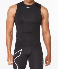 2XU - Men's Core Compression Sleeveless Top - Black/Silver - 2023 -2XU-shop MA6400a BLK SIL 04 75742.1652690073