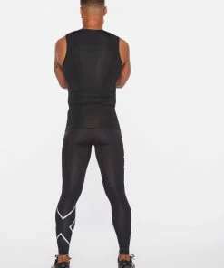 2XU - Men's Core Compression Sleeveless Top - Black/Silver - 2023 -2XU-shop MA6400a BLK SIL 06 47830.1652690073