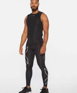 2XU - Men's Core Compression Sleeveless Top - Black/Silver - 2023 -2XU-shop MA6400a BLK SIL 07 28430.1652690073