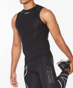 2XU - Men's Core Compression Sleeveless Top - Black/Silver - 2023 -2XU-shop MA6400a BLK SIL 11 44543.1652690073