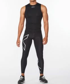 2XU - Men's Core Compression Sleeveless Top - Black/Silver - 2023 -2XU-shop MA6400a BLK SIL 29 86210.1652690073