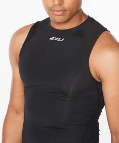 2XU - Men's Core Compression Sleeveless Top - Black/Silver - 2023 -2XU-shop MA6400a BLK SIL 31 04657.1652690073