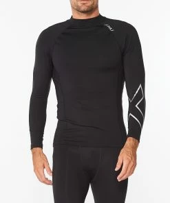 2XU - Ignition Men's Compression Long-Sleeve Top - Black/Silver - 2023