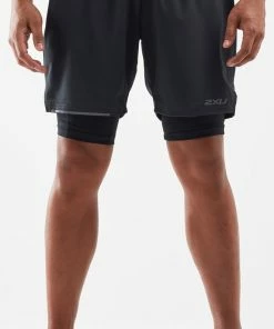 2XU - XVENT 2-in-1 7-Inch Men's Shorts - Black/Silver Reflective