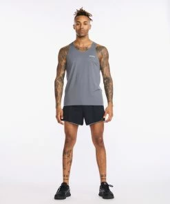 2XU - Light Speed Singlet - Men's - Turbulence/Silver Reflective
