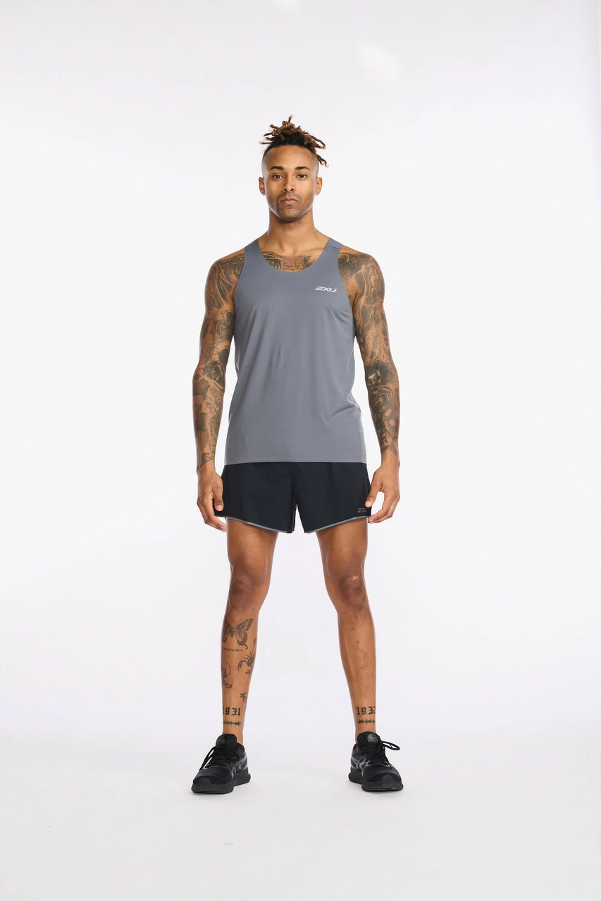 2XU - Light Speed Singlet - Men's - Turbulence/Silver Reflective