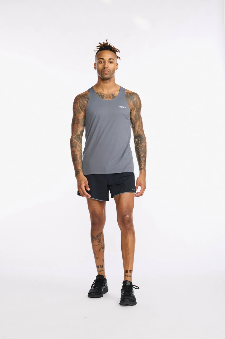 2XU - Light Speed Singlet - Men's - Turbulence/Silver Reflective - Image 3