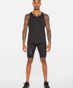 2XU - Light Speed Men's Tech Singlet - Black/Black Reflective