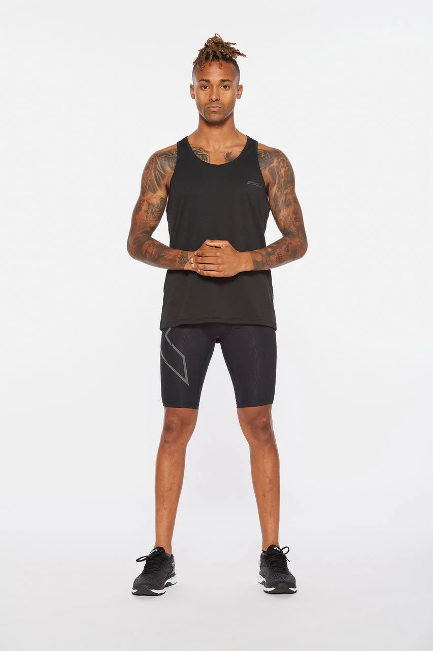 2XU - Light Speed Men's Tech Singlet - Black/Black Reflective - Image 7