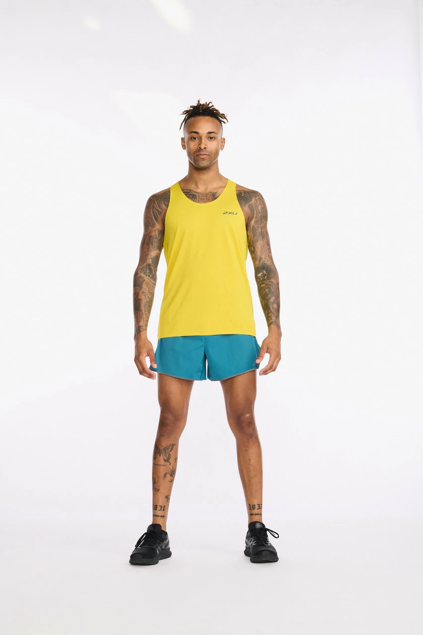 2XU - Light Speed Tech Singlet - Men's - Sulphur/Black Reflective 1 2XU - Light Speed Tech Singlet - Men's - Sulphur/Black Reflective