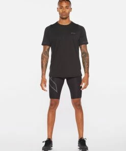 2XU - Light Speed Men's Tech T-shirt - Black/Black Reflective