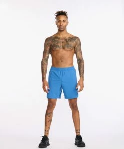 2XU - Aero 5 Inch Shorts - Men's - Starling/Medieval Blue Reflect