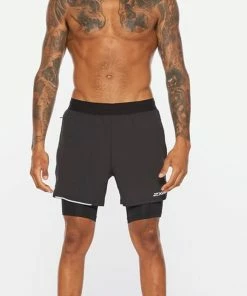 2XU - Aero Men's 2-In-1 7in Shorts - Black/Silver Reflective - 2023