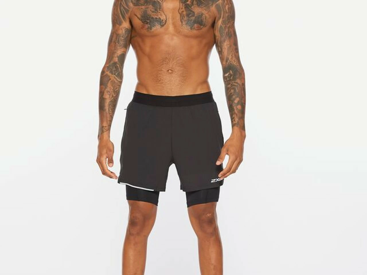 2XU - Aero Men's 2-In-1 7in Shorts - Black/Silver Reflective - 2023