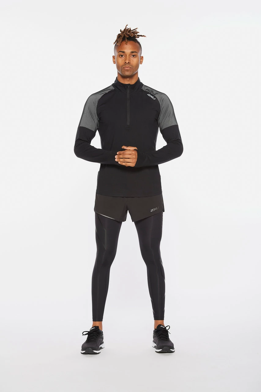 2XU - Light Speed Men's Half-Zip Top - Black/Silver Reflective - Image 9