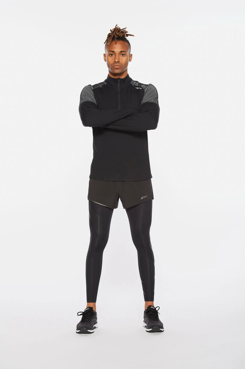 2XU - Light Speed Men's Half-Zip Top - Black/Silver Reflective - Image 7