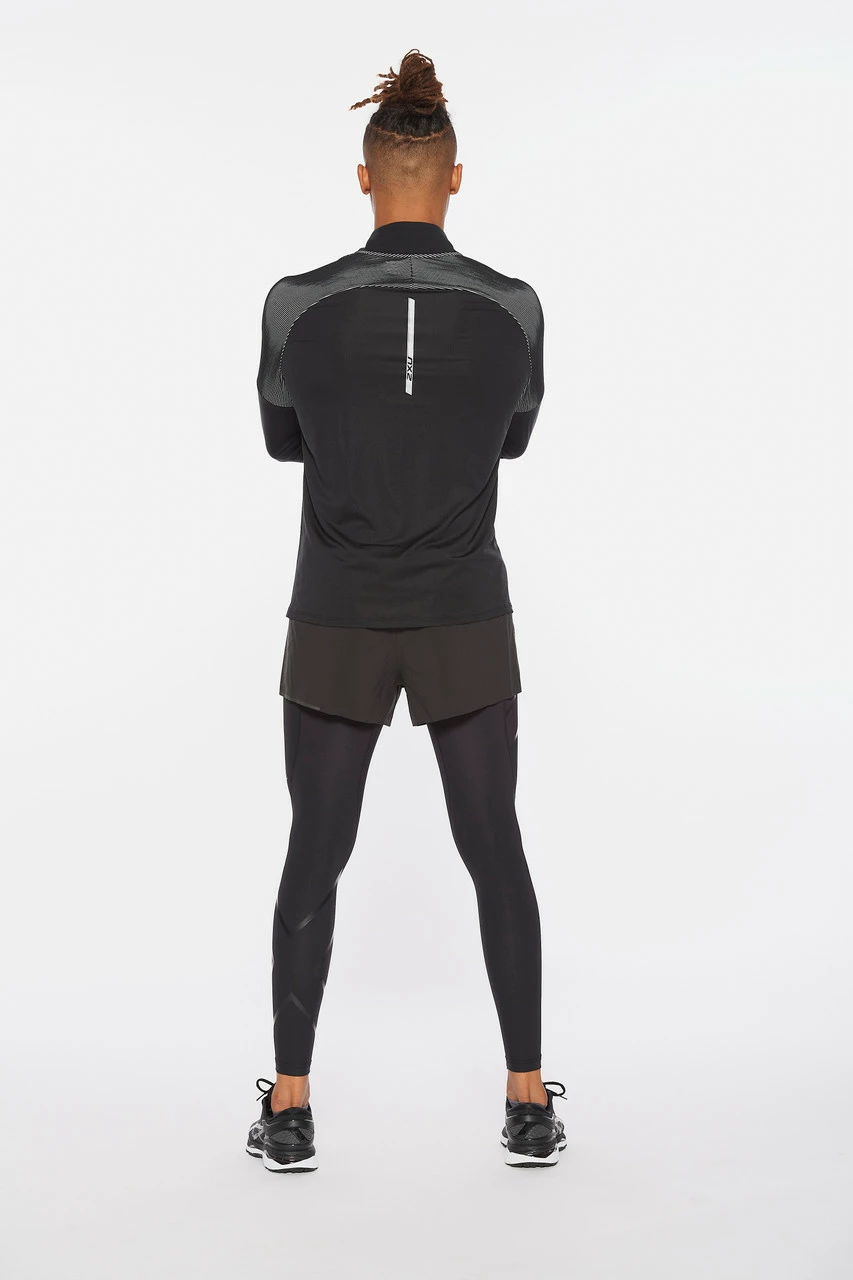 2XU - Light Speed Men's Half-Zip Top - Black/Silver Reflective - Image 13