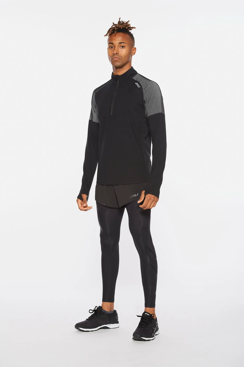 2XU - Light Speed Men's Half-Zip Top - Black/Silver Reflective - Image 12