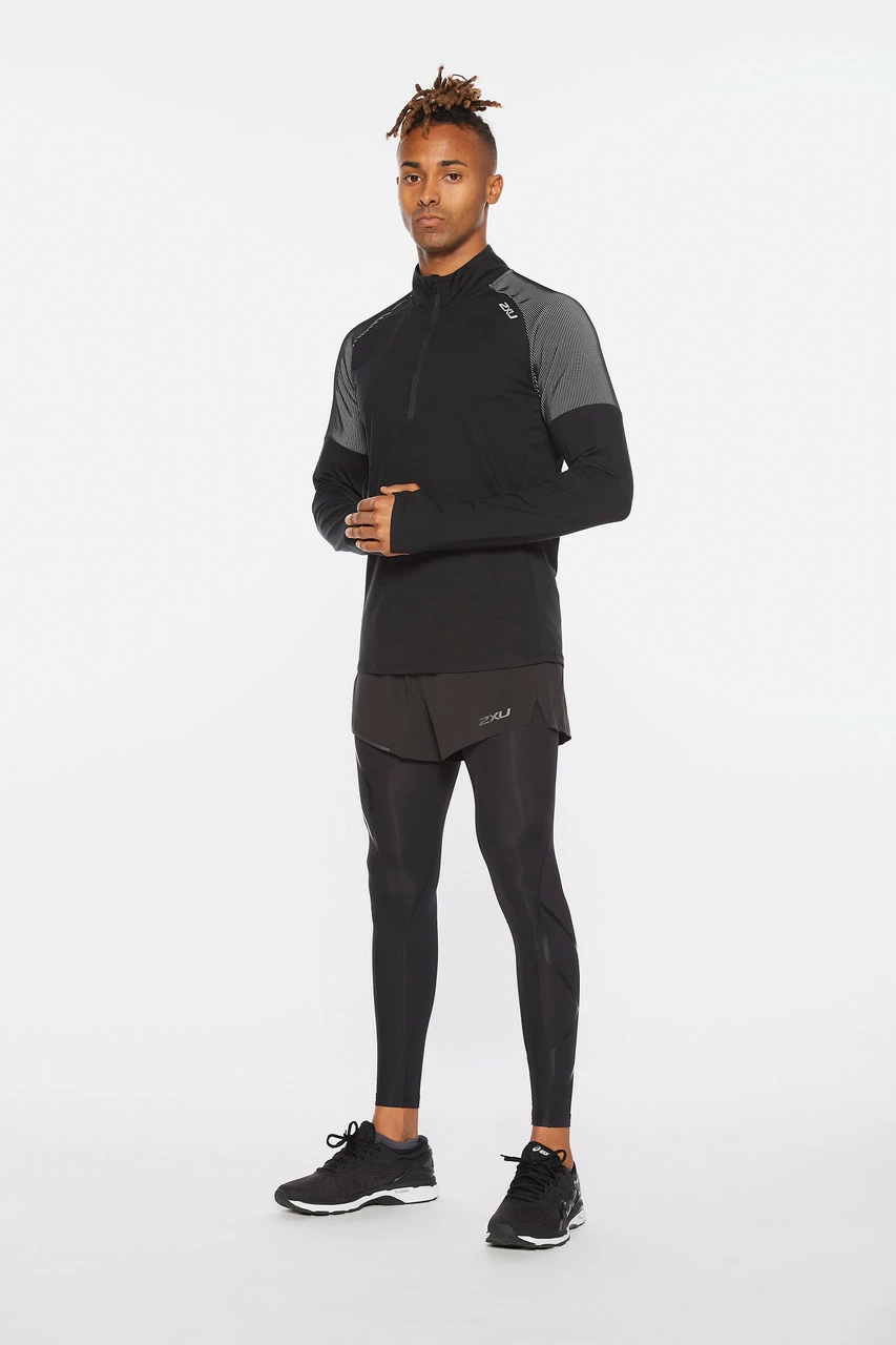 2XU - Light Speed Men's Half-Zip Top - Black/Silver Reflective - Image 10