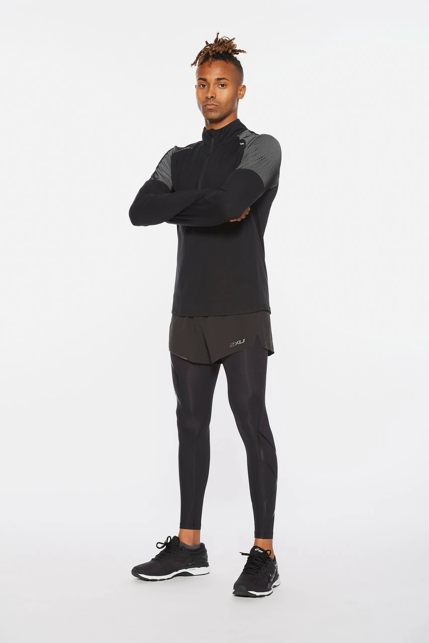 2XU - Light Speed Men's Half-Zip Top - Black/Silver Reflective - Image 11