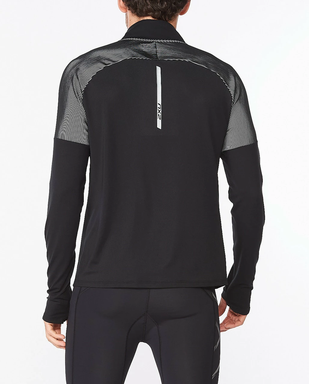 2XU - Light Speed Men's Half-Zip Top - Black/Silver Reflective - Image 3