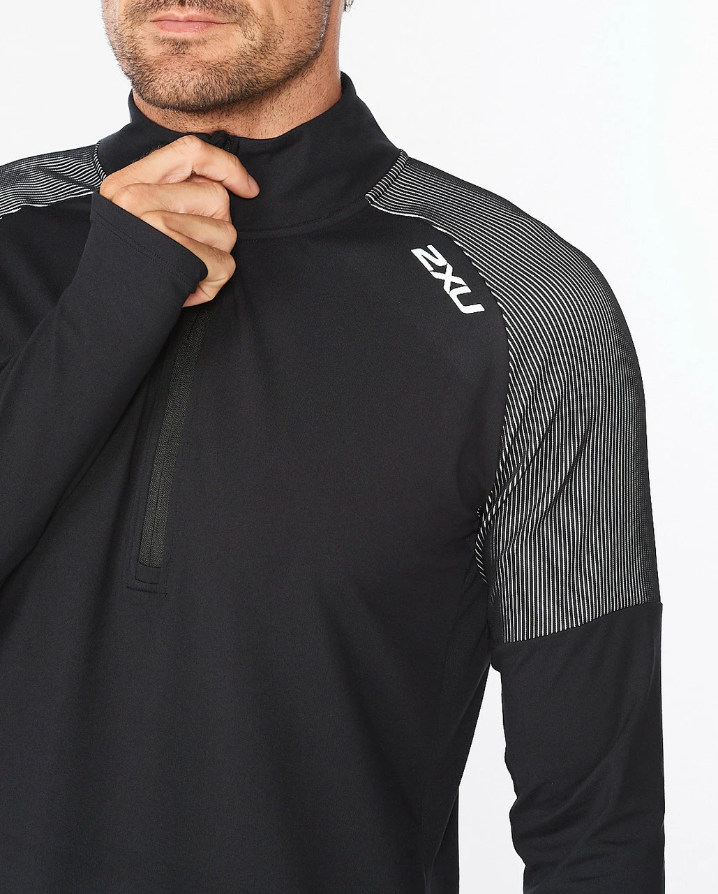 2XU - Light Speed Men's Half-Zip Top - Black/Silver Reflective - Image 5