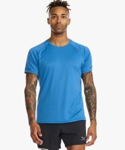 2XU - Aero Tee - Men's - Starling/Medieval Blue Reflect