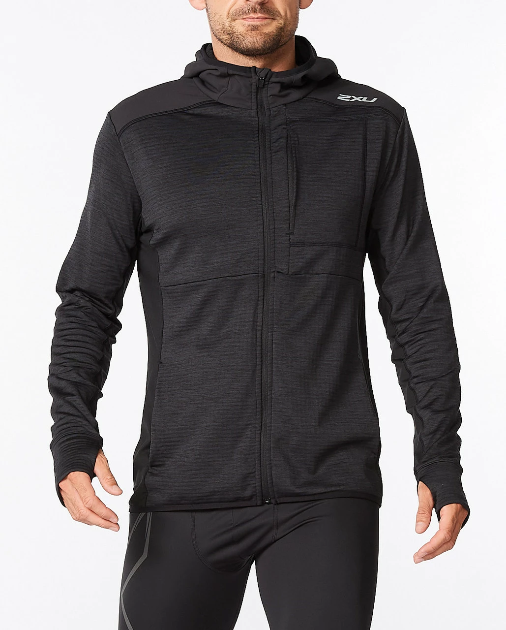 2XU - Ignition Hooded Mid-Layer - Men's - Black/Silver Reflective