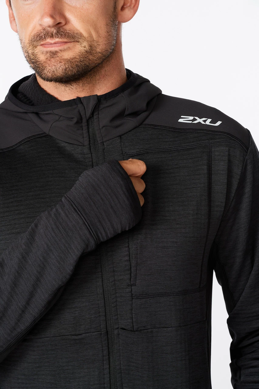 2XU - Ignition Hooded Mid-Layer - Men's - Black/Silver Reflective - Image 16