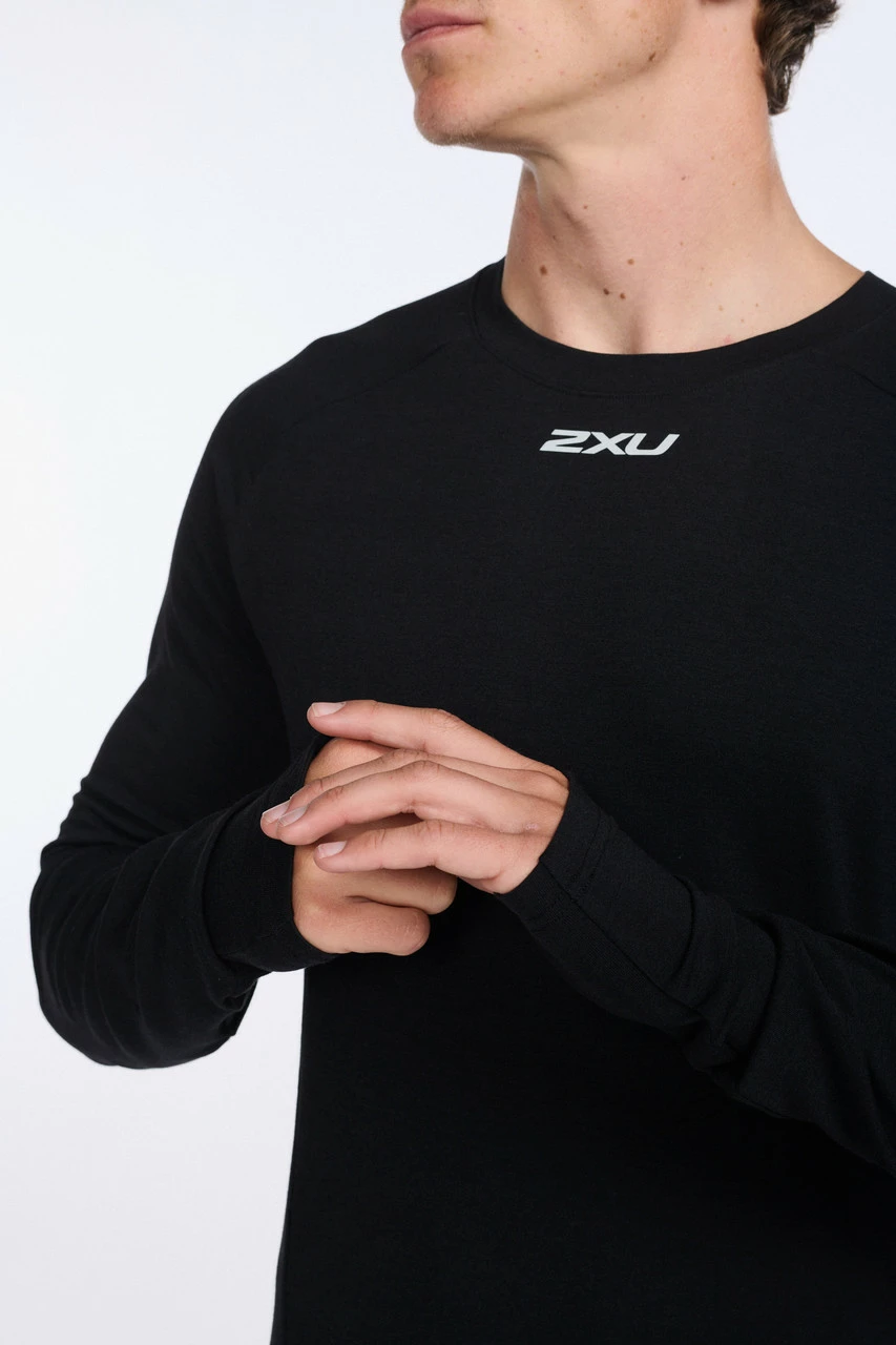 2XU - Ignition Base Layer Long Sleeve - Men's - Black/Silver Reflective - Image 14