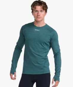 2XU - Ignition Base Layer Long Sleeve - Men's - Deep Jade Marle/Silver Reflective