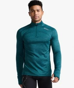 2XU - Ignition 1/4 Zip - Men's - Deep Jade/Silver Reflective