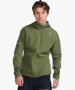2XU - Light Speed Waterproof Jacket - Men's - Winter Moss/Silver Reflective