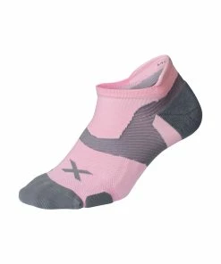2XU - Vectr Cushion No Show Socks - Unisex - Dusty Pink/Grey - 2023