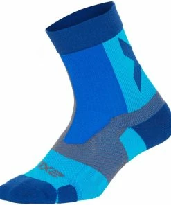2XU - VECTR Unisex Light Cushion Crew Socks - Ultra Aqua/Turbulence